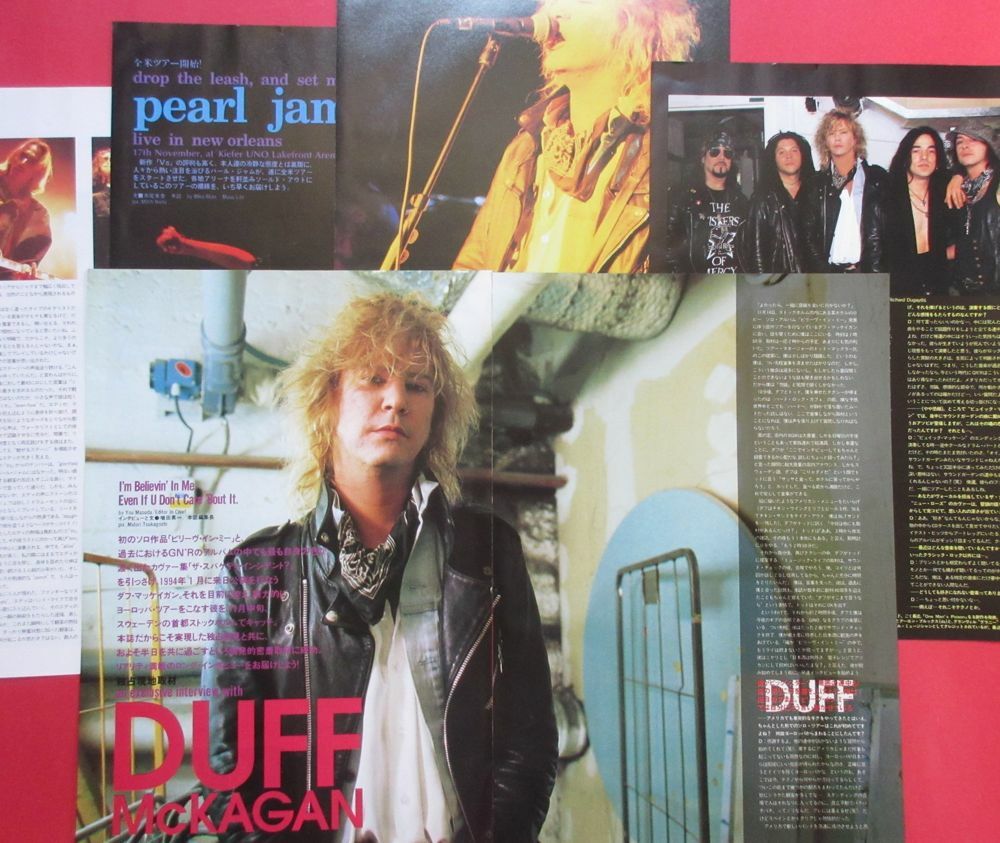 DUFF McKAGAN PEARL JAM 1994 CLIPPING JAPAN MAGAZINE ML 1J 10PAGE GUNS N’ ROSES