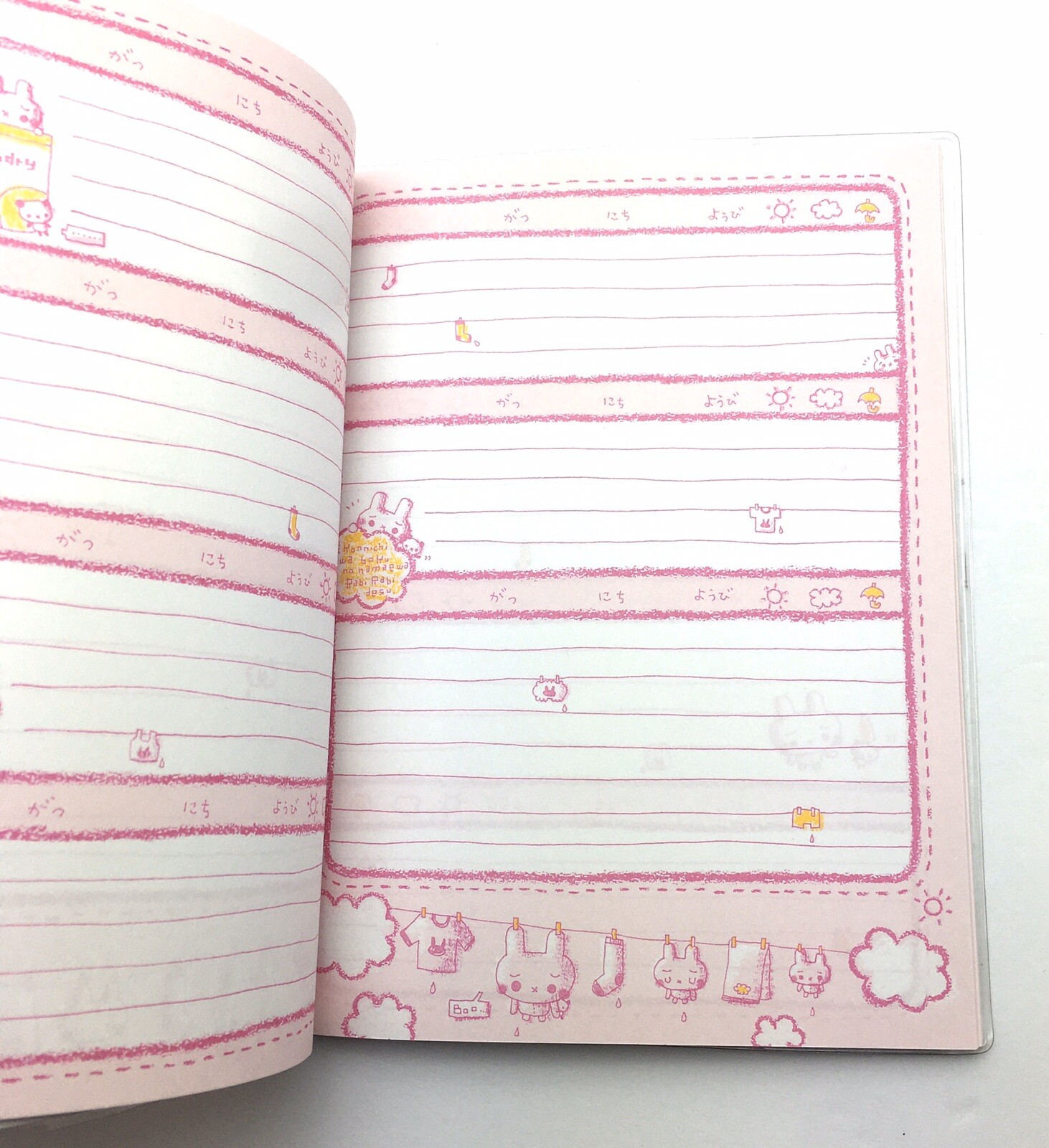 Kamio Rabi Rabi + Pan Pan Diary Notebook Lined Paper Laundry 30+ pages Japan