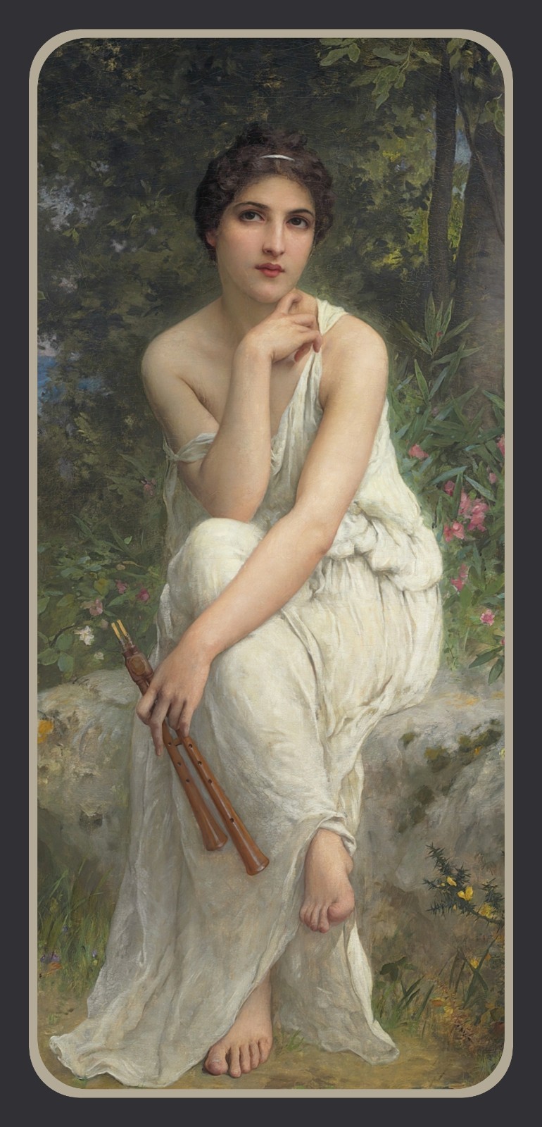 Vintage Woman – The FLUTE PLAYER – 1900s Art – Laminated Photo Bookmark