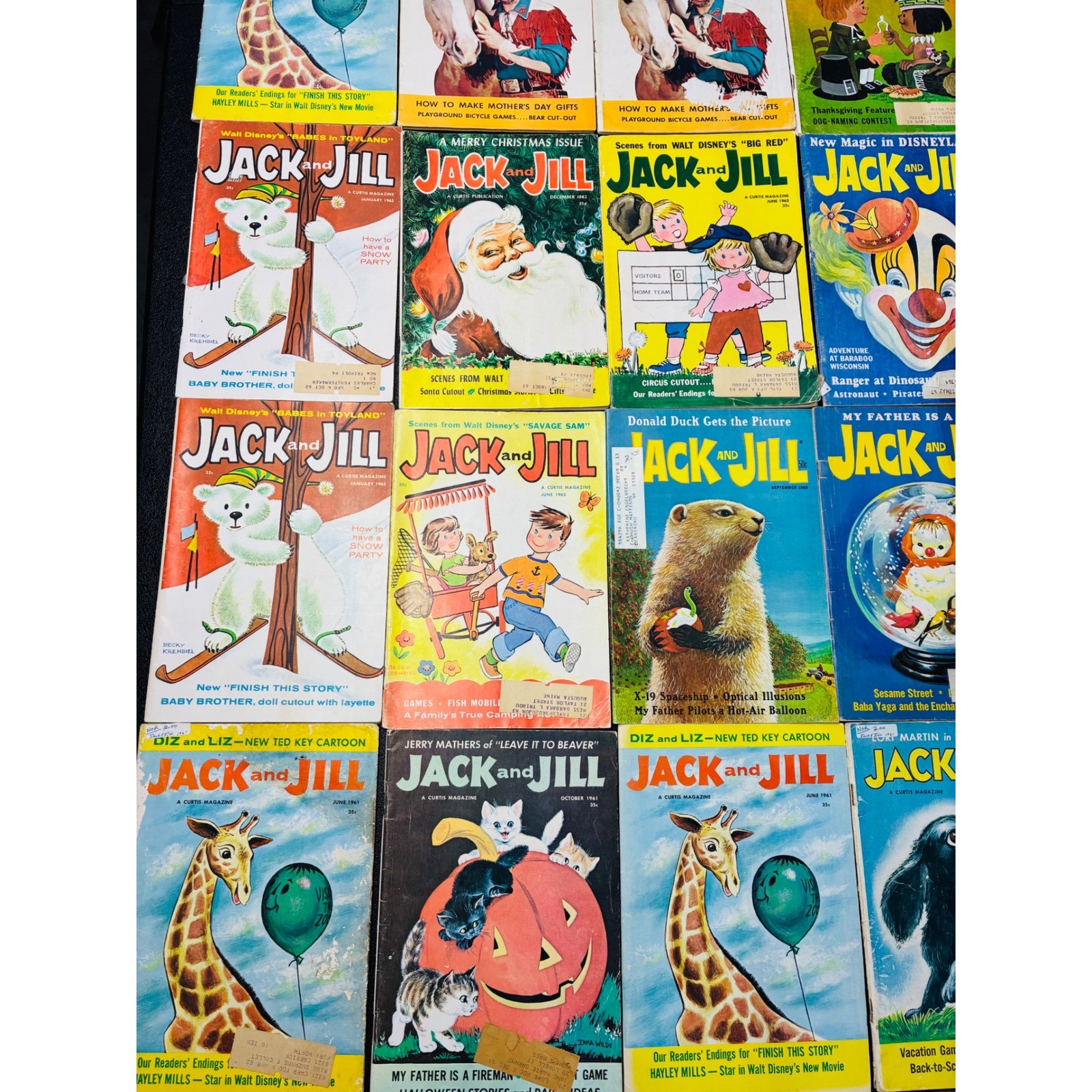 Jack and Jill Magazine Lot 1960-1970 Disney TV Roy Rogers Mr Ed Halloween Xmas