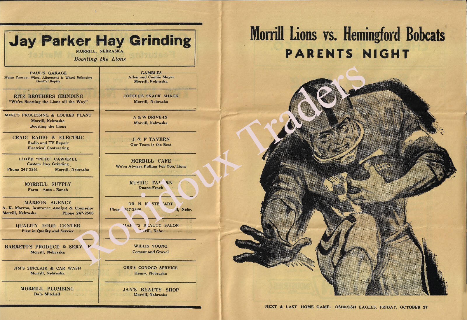 1972 Morrill High School Football Programs: Morrill, Nebraska