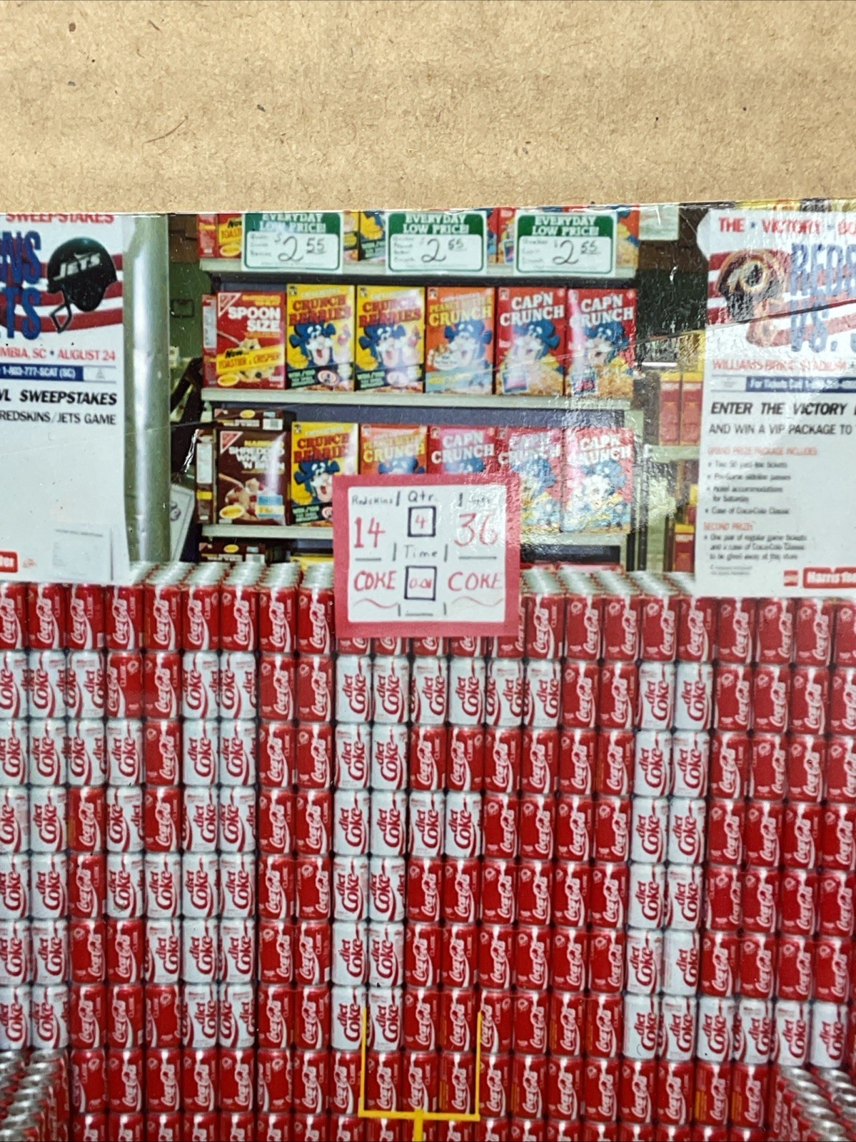 1991 Harris Teeter Coca Cola Advertising Display Redskins Vs Jets Victory Bowl
