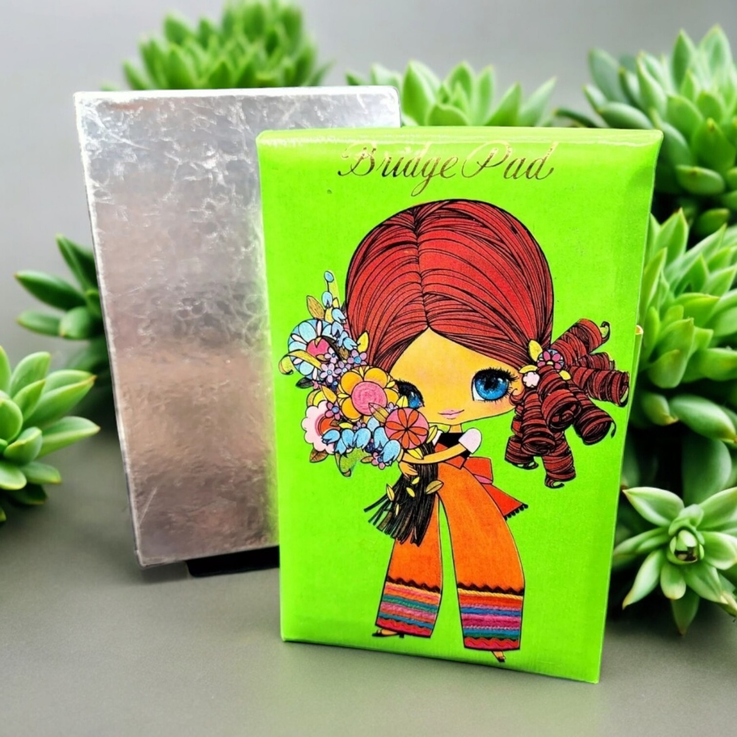 Bridge Pad 1970s Hippy Girl American Greetings Japan with Original Box Ephemera