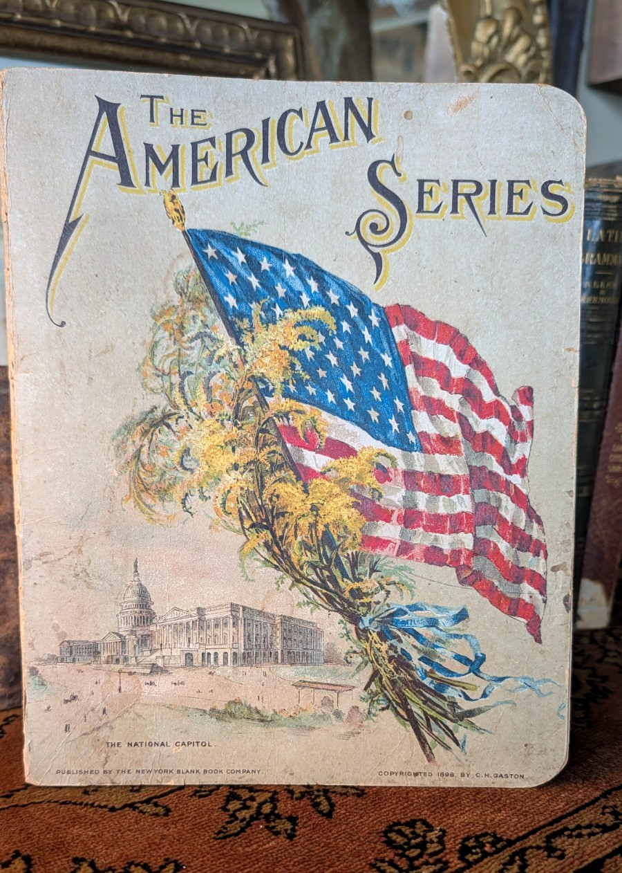 Antique School Composition Notebook Vtg 1898 Paper Ephemera Americana Columbus M