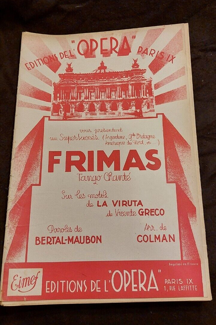 Frimas Bertal Maubon Tango Chanté Sheet Music