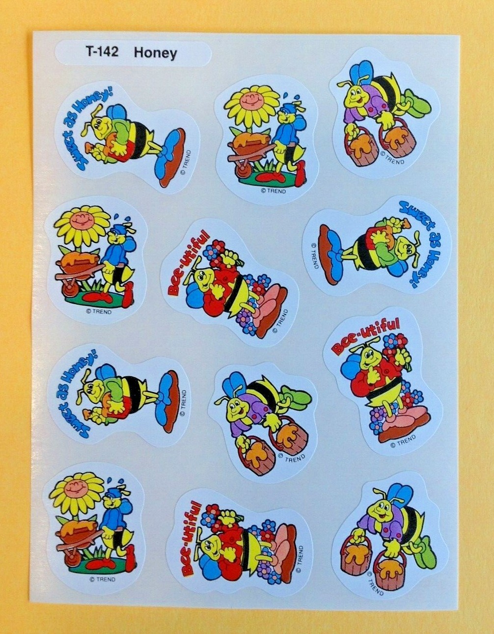 VTG TREND Scratch & Sniff Stinky Sticker Sheet Die Cut HONEY BEE Scent RARE HTF