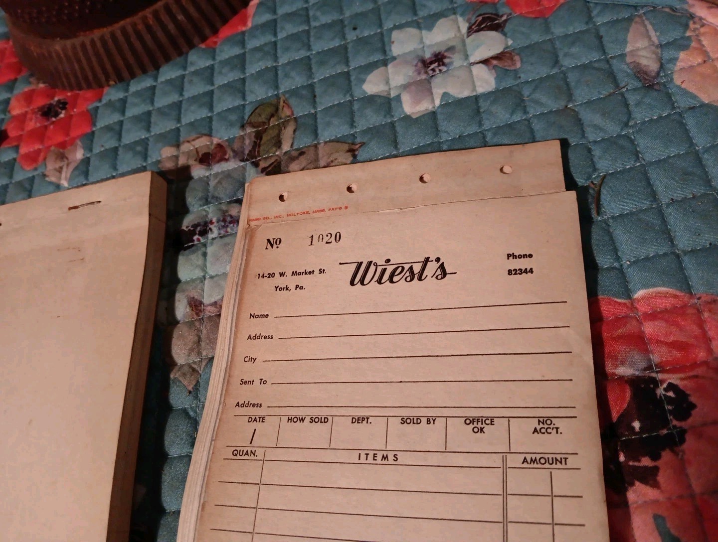 VINTAGE LOT OF WIEST’S SONS YORK PA RECEIPTS STORE GENERAL ADVERTISING