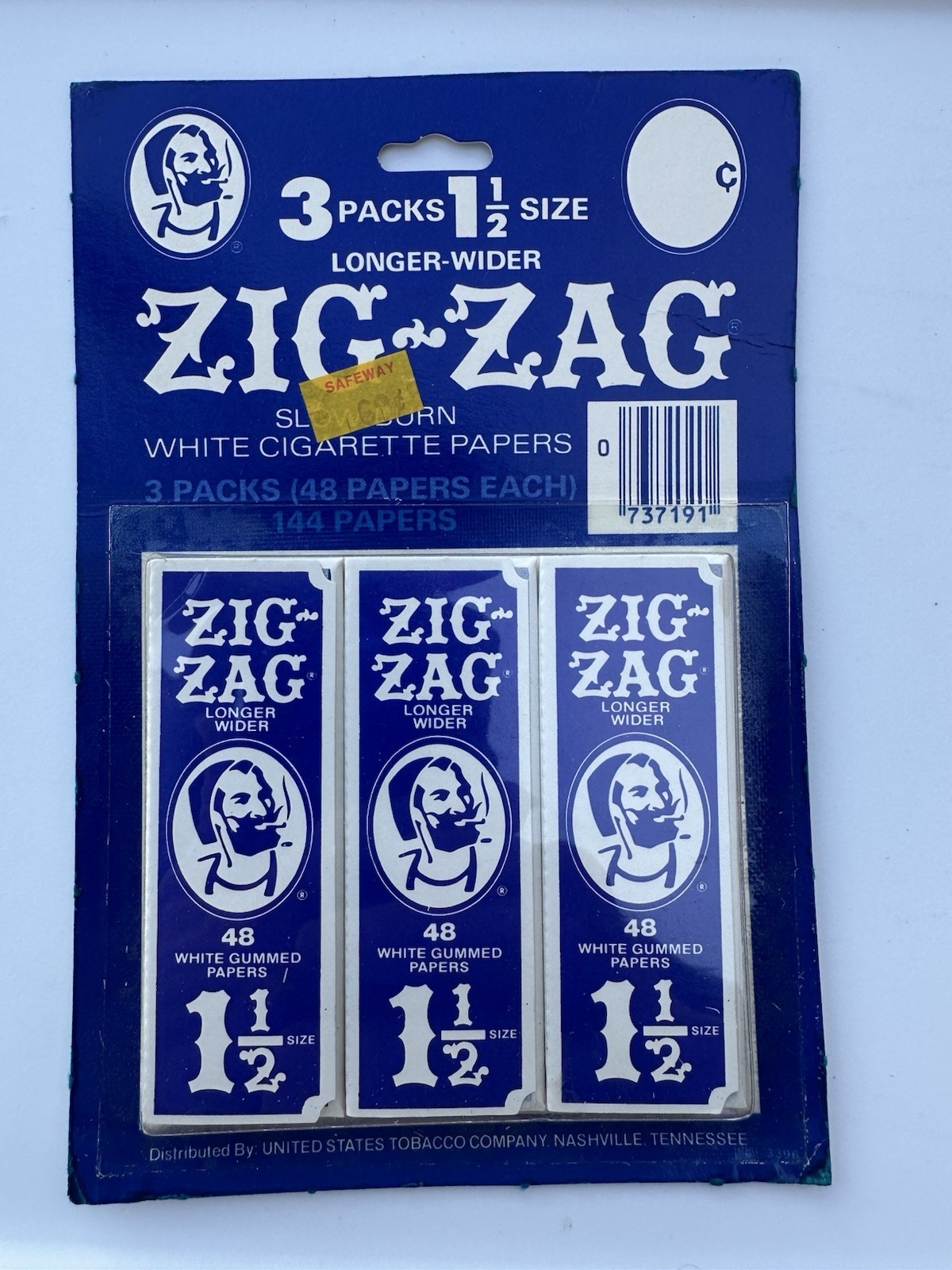 1970s Vintage 3 Pack Of Zig Zag 1 1/2 Longer Wider Size (USA) Rolling Papers New