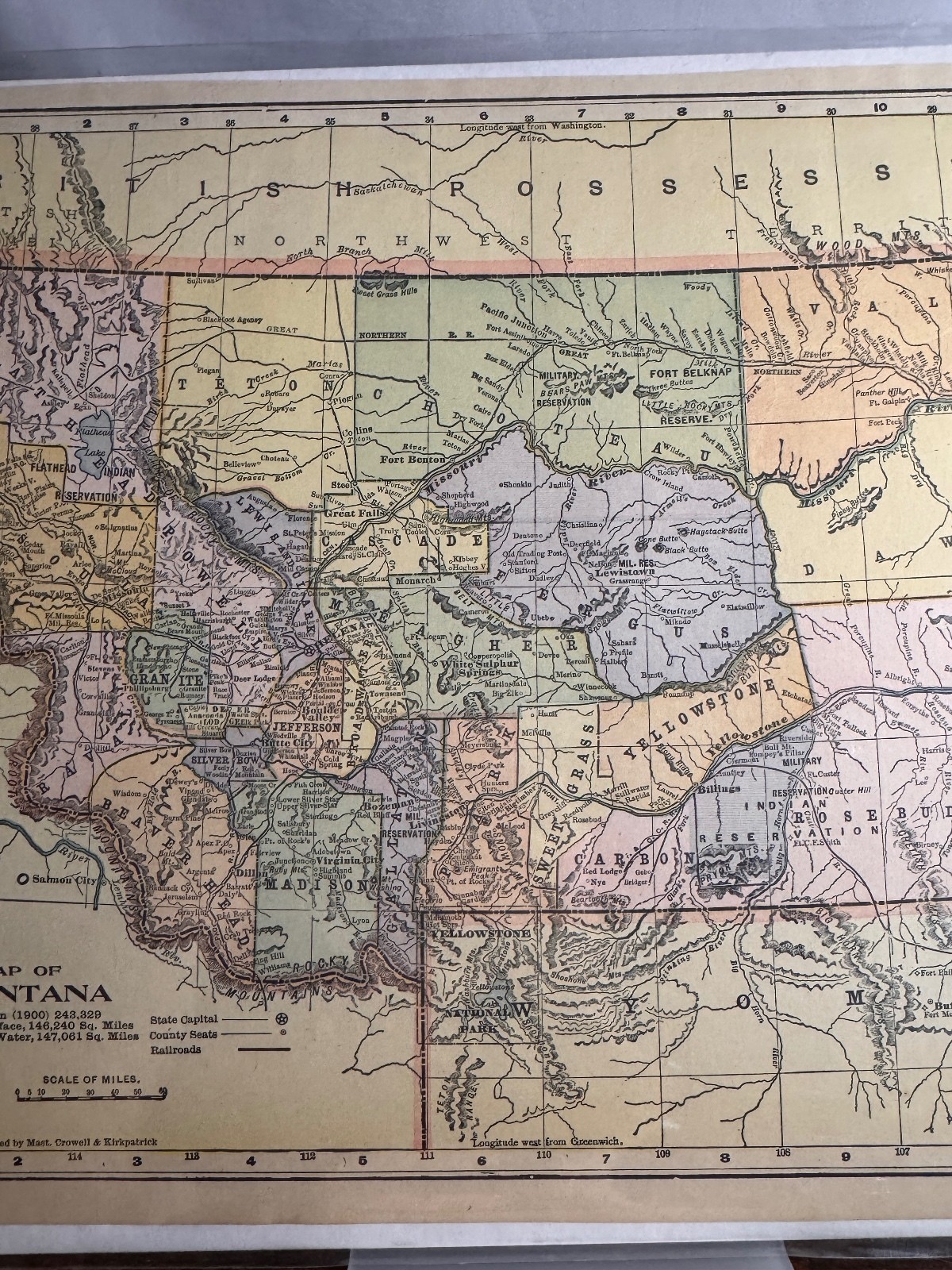 1903 Montana Map Rand McNally Antique Atlas Page Vintage Western Americana