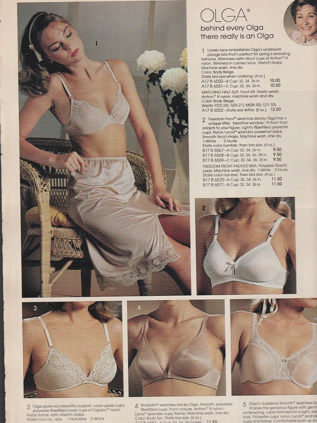 Pretty Model in Olga Bra Vintage 80’s Catalog Lingerie Photo Clipping