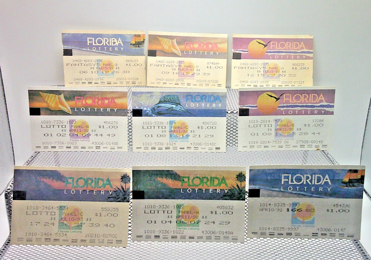 Florida Lottery Tickets 1992 & 1993 Colorful Paper Tickets Non Wins Rare Vintage