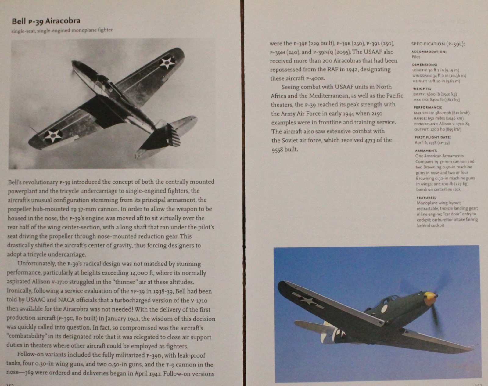 Bell P-39 P39 P 39 Airacobra Plane Picture Aircraft Article Vtg Info Sheet