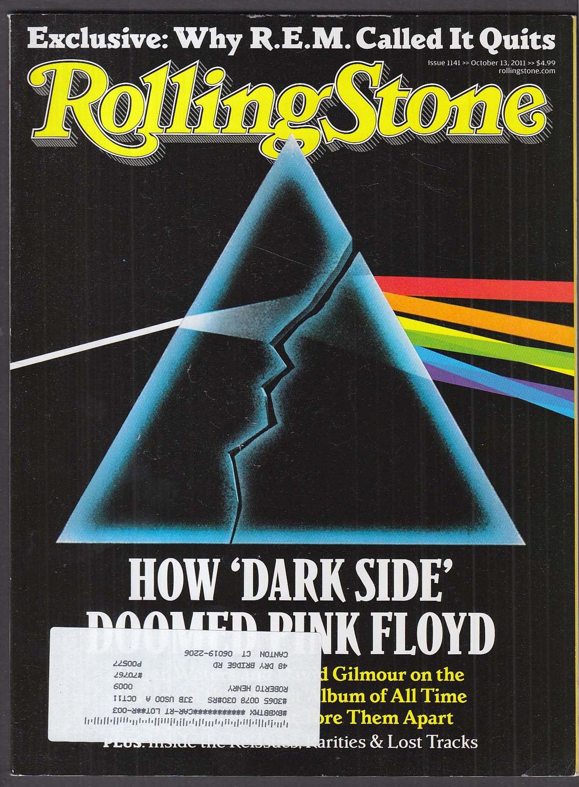 ROLLING STONE Pink Floyd REM Nirvana Tom Morello + 10/13 2011