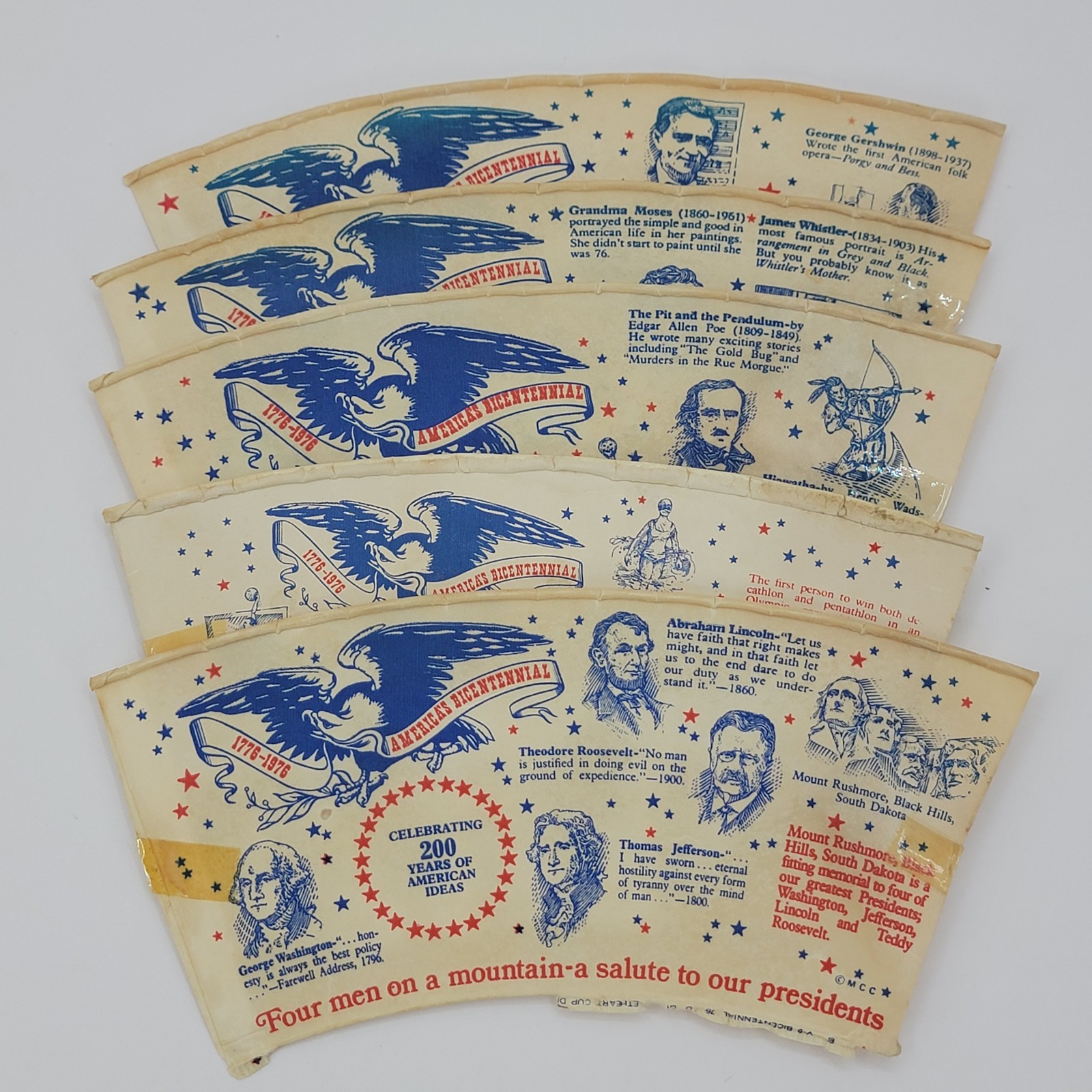 American Revolution Bicentennial 1976 paper cups 1776 USA United States