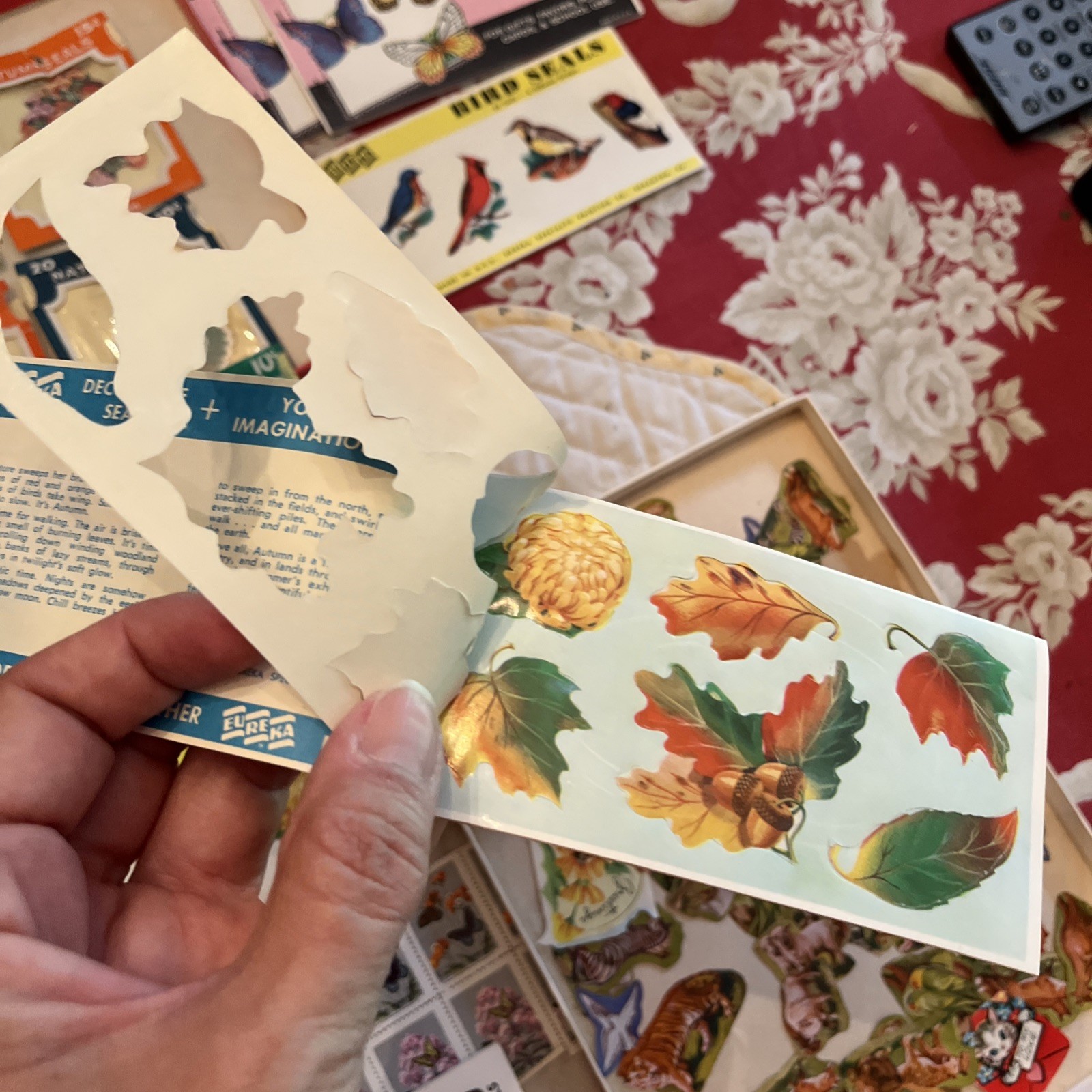 Vintage Gummed Seals Eureka Dennison Seasonal Butterflies Birds Stars Lot