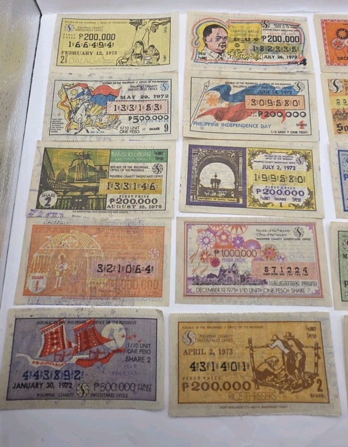 1970s Philippines Paper Collectible Vintage Sweepstakes.Lot Of 15.Original.Used.