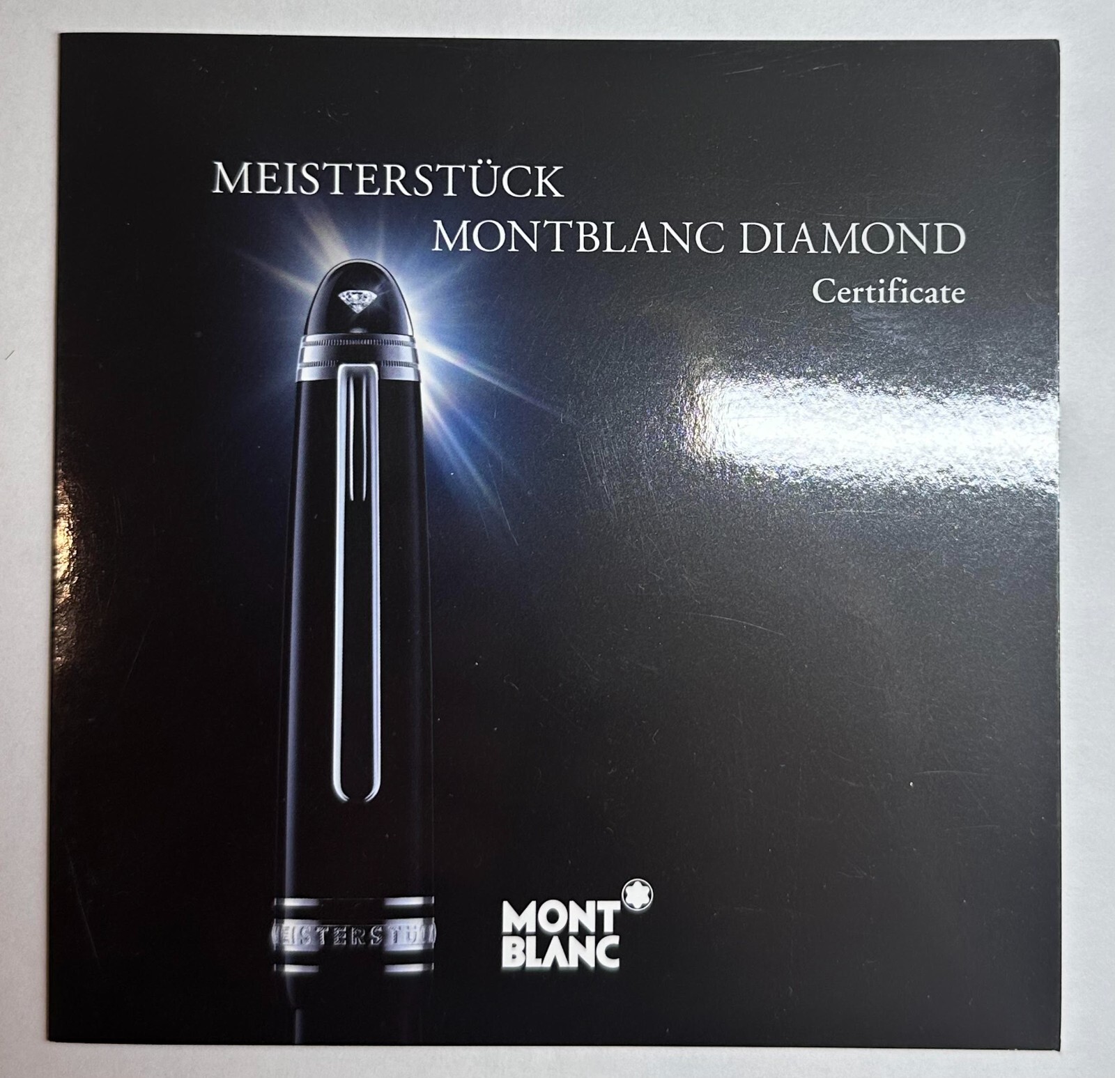 Authentic Montblanc Meisterstuck Empty Blank Diamond Certificate