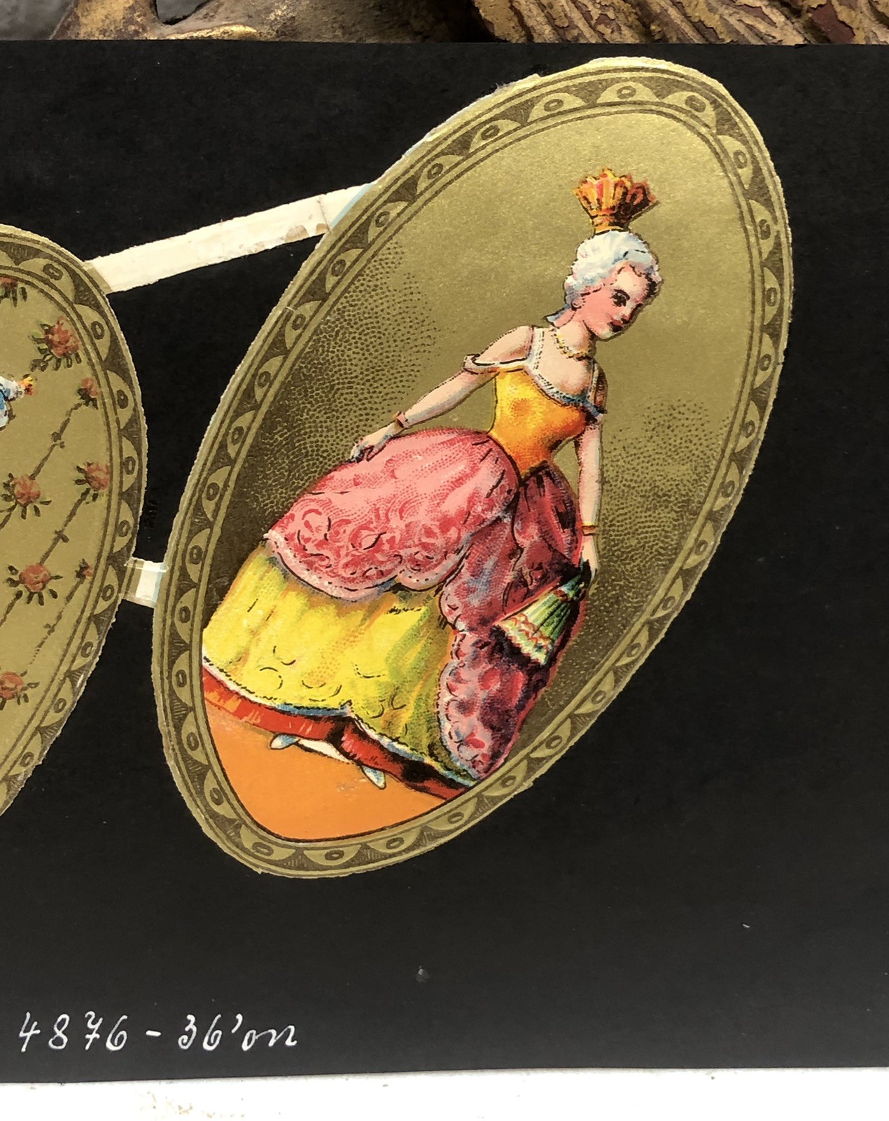 Dancing Couple & Victorian Ladies Die Cut Scraps Glued on Paper Double Sided L7