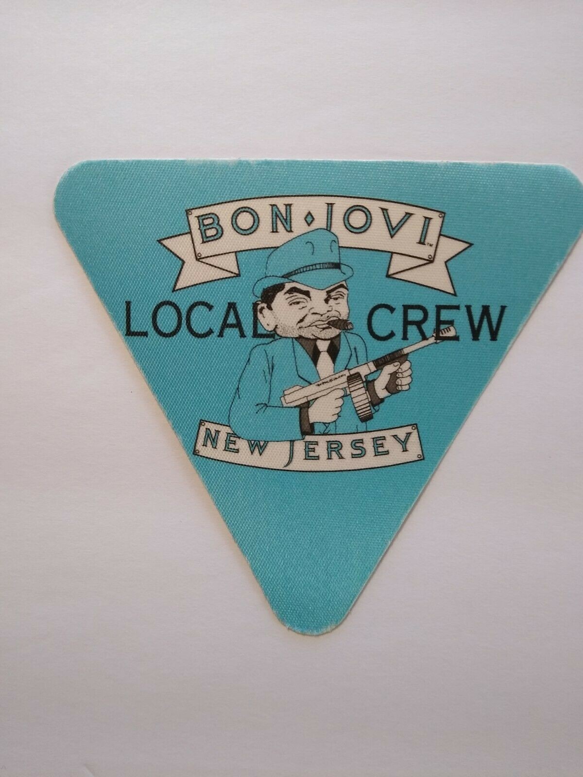 Bon Jovi Backstage Pass Gangster With Gun Original 1989 Rock Concert Blue Crew