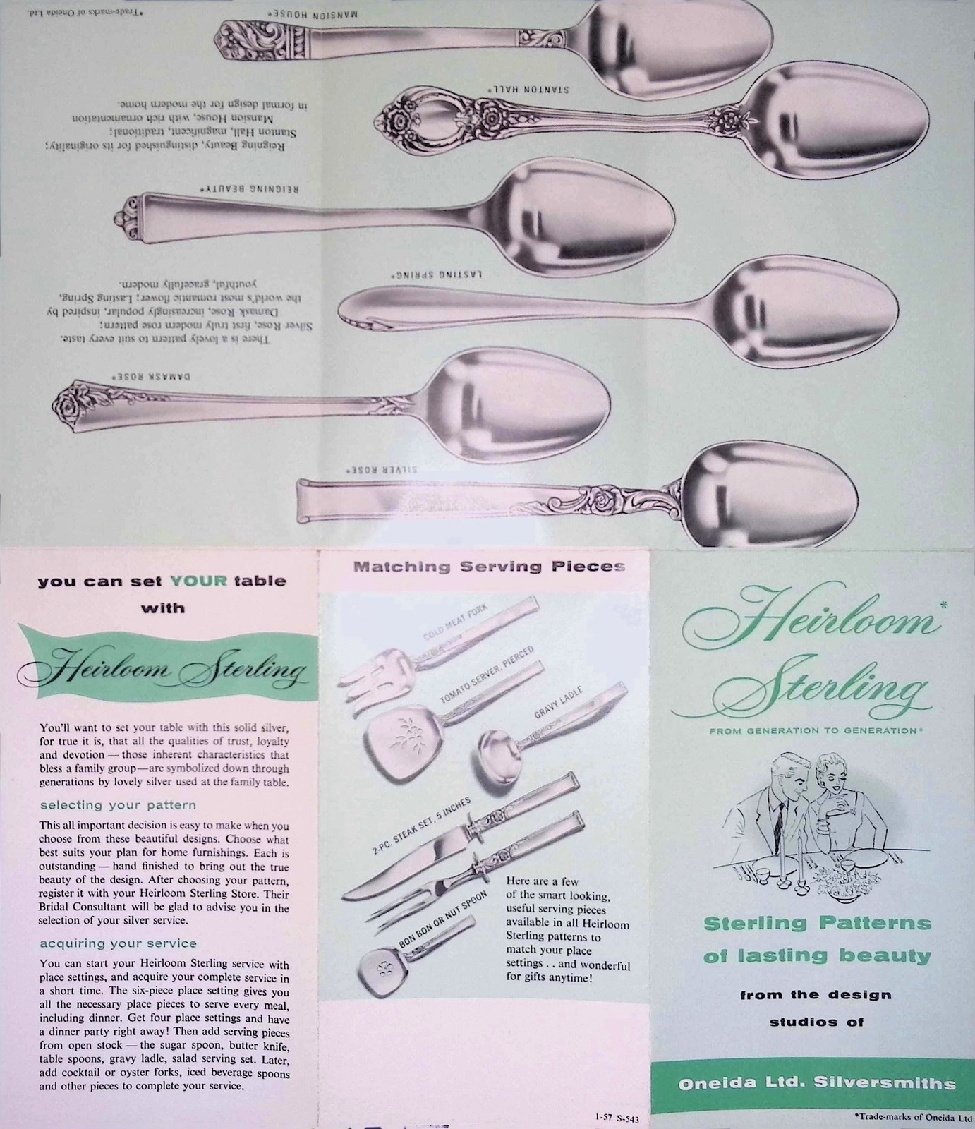 Oneida Heirloom Sterling Brochure c1950s Price List Layaway Plan Flatware