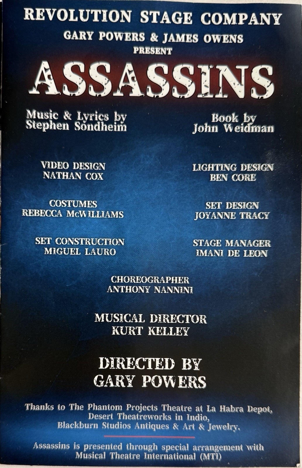 Assassins – Playbill Revolution Stage Palm Springs – 2026 – Sondheim