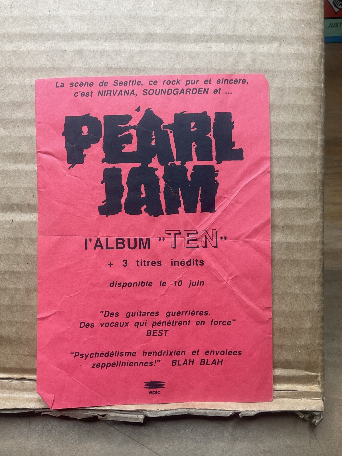 Vintage French Pearl Jam Album Flyer Advertisement B48