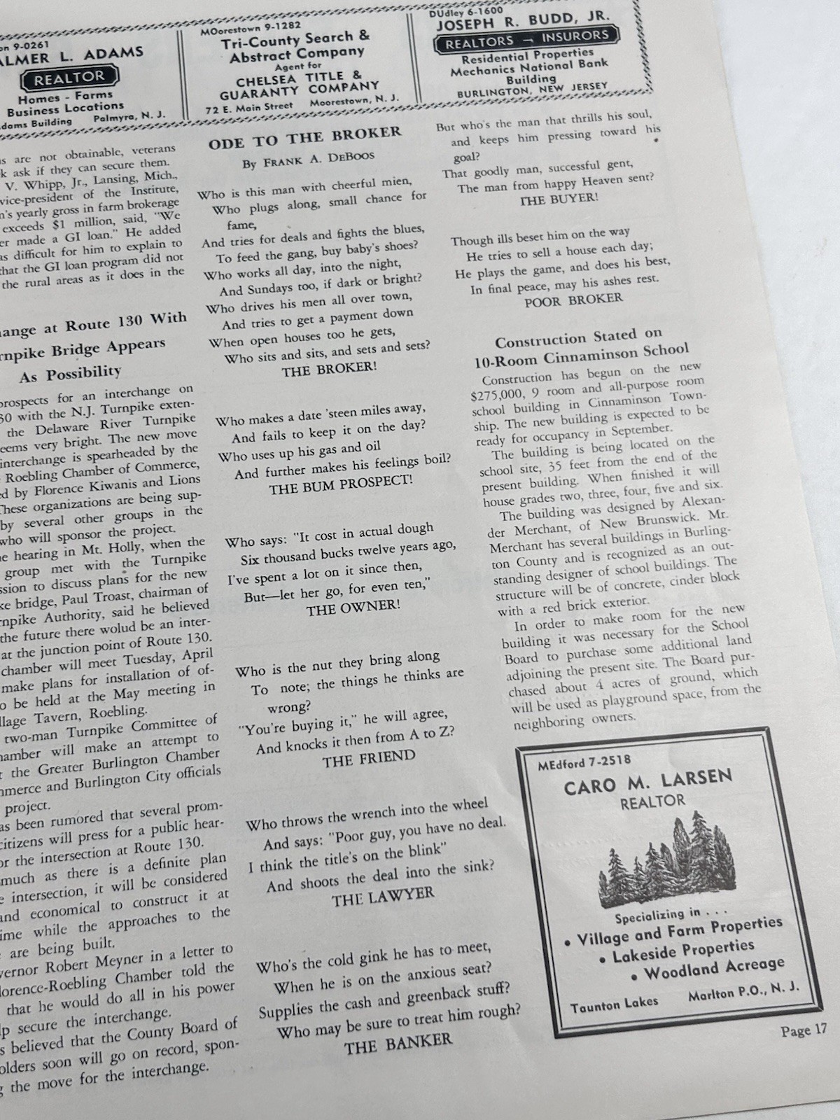 Burlington County NJ 1955 Real Estate Magazine