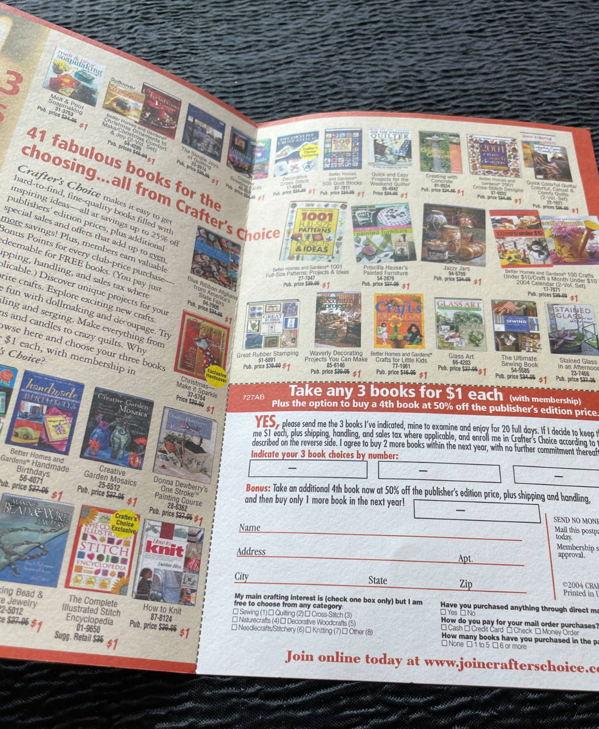 Crafter’s Choice 2004 Advertising Flyer Order Form Crafting Books Paper