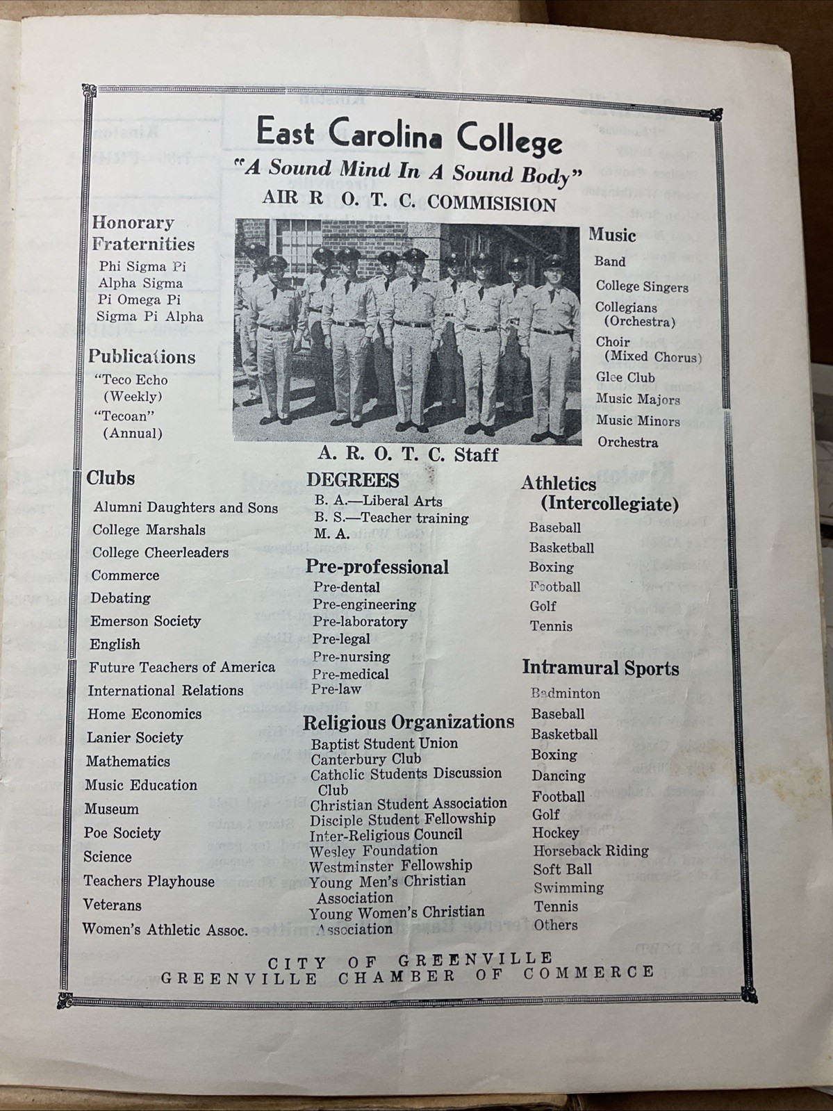 28 Feb -1 Mar 1952 Basketball Tournament East Carolina College Greenville Nc B65