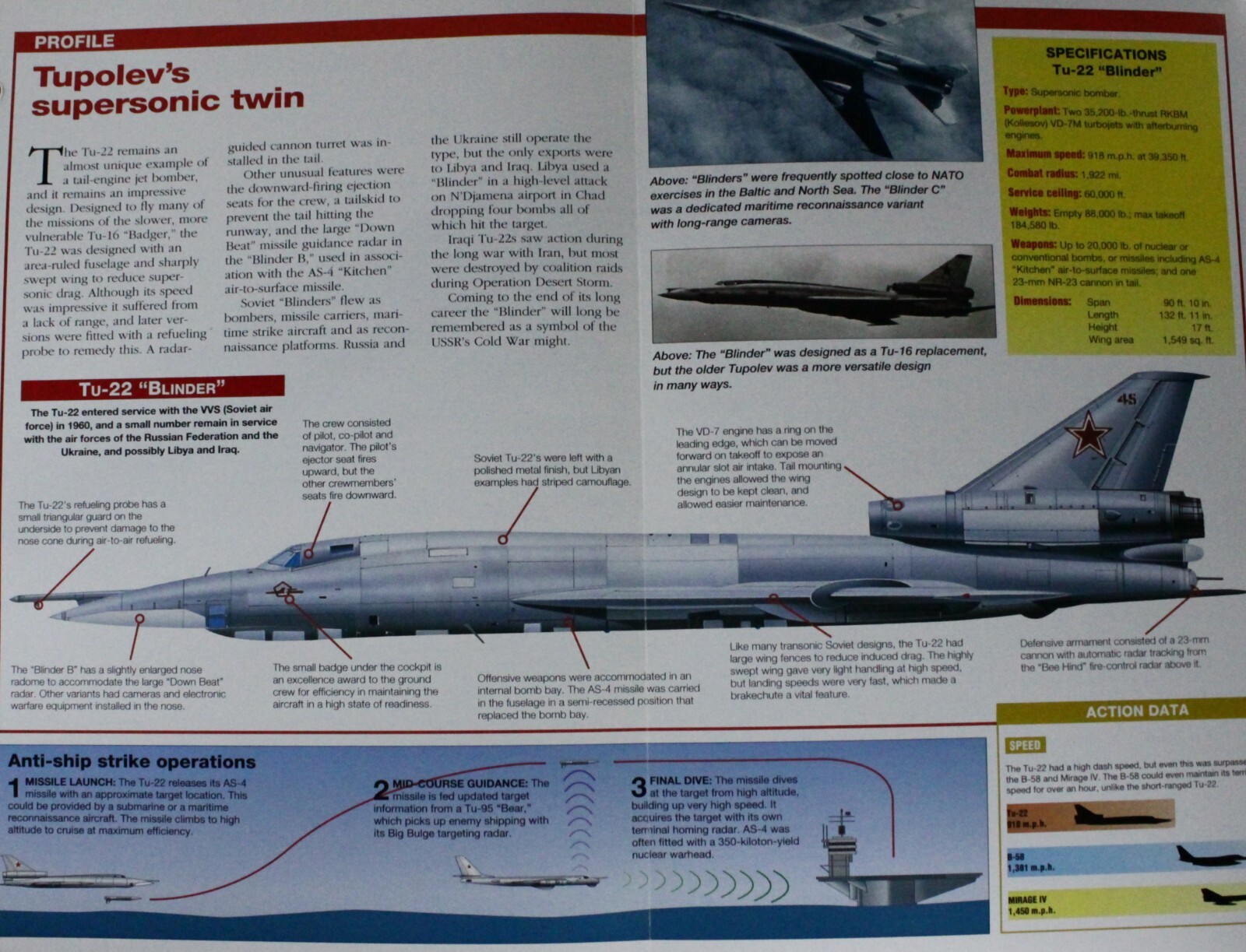 Tupolev Tu 22 Blinder Picture Brochure Pamphlet Out of Print Aircraft Sheet