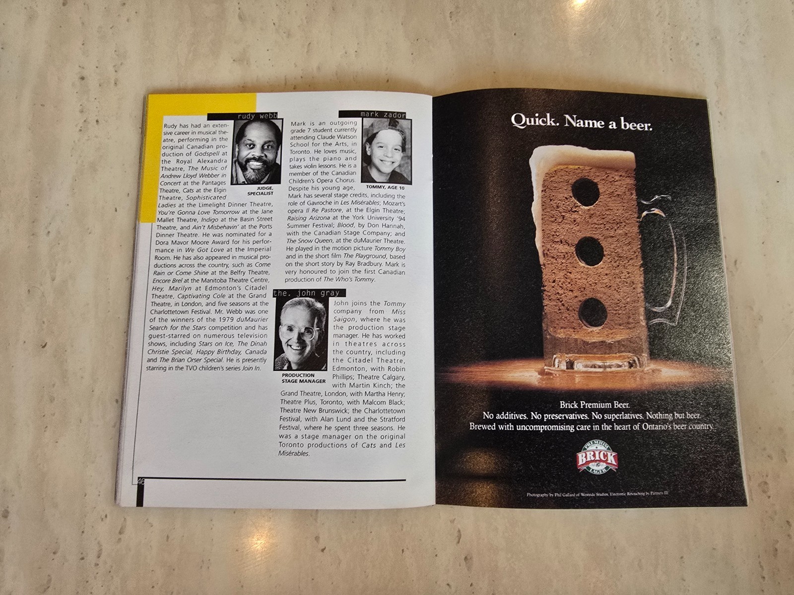 1995 The Who’s Tommy Musical Curtain Call Programme Spring 95 Edition Tyley Ross