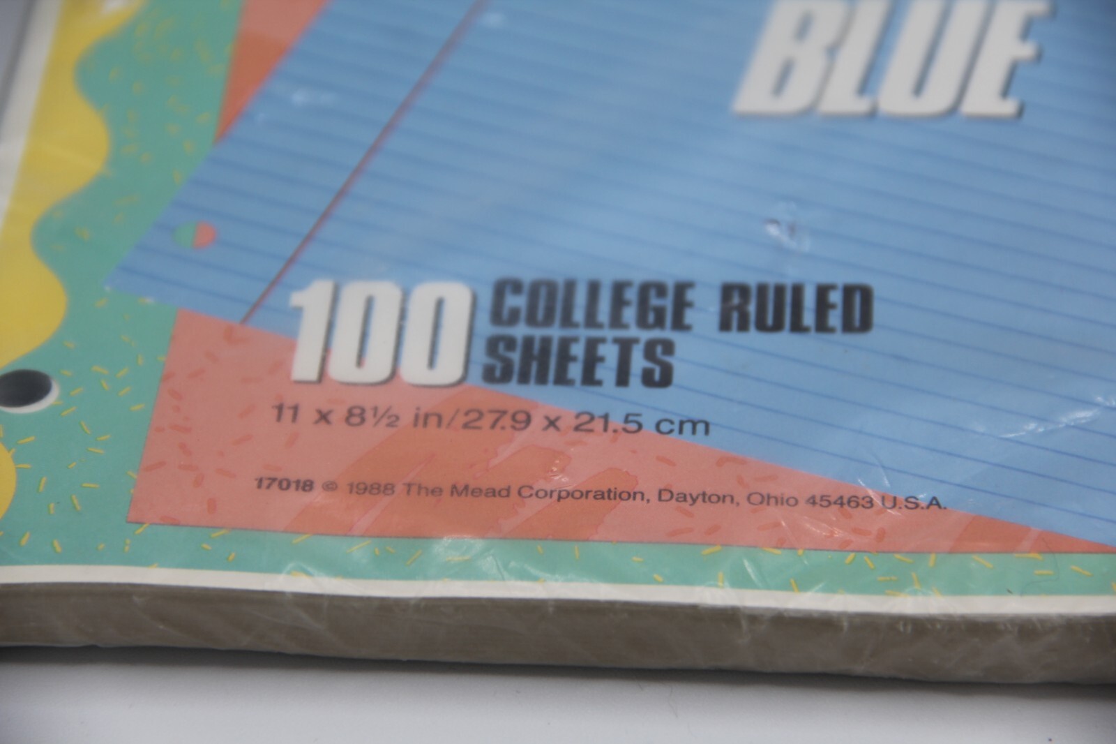 Vtg 1988 Mead Super Shades Sky Blue College Ruled Notebook Paper 100 Sheets New