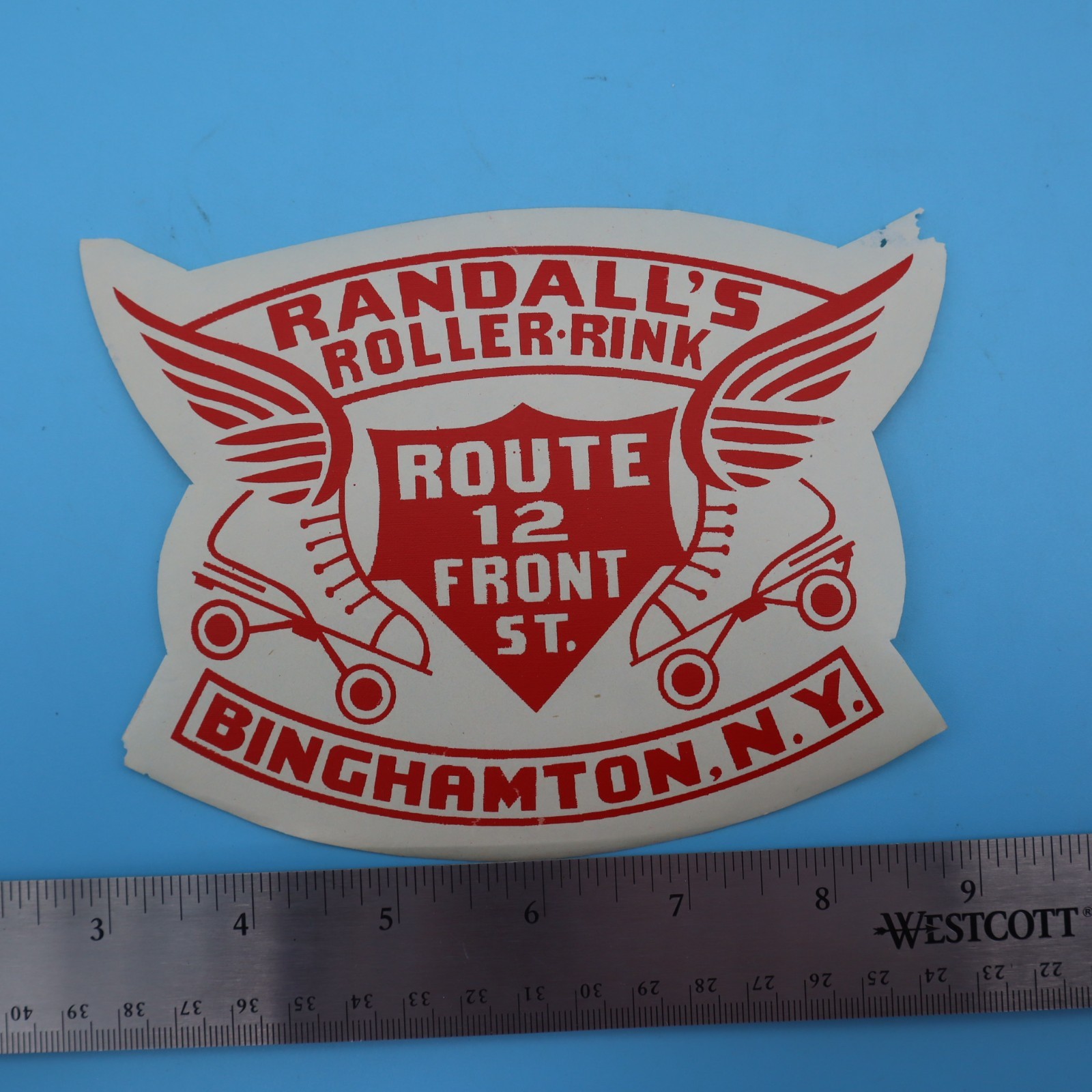 RANDALL’S 1940s BINGHAM NY Vintage Roller Skating Rink Sticker Label Decal Rare