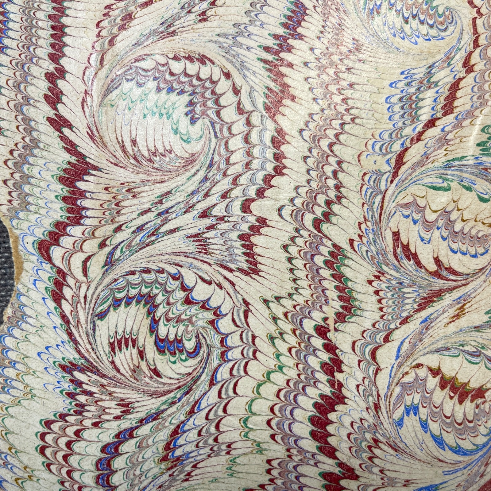 Antique Marbled End Papers Bookbinding Blue Red White Purple Lot of 3