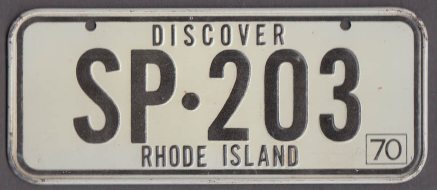 1970 Post Cereal metal license plate Rhode Island SP-203 Discover