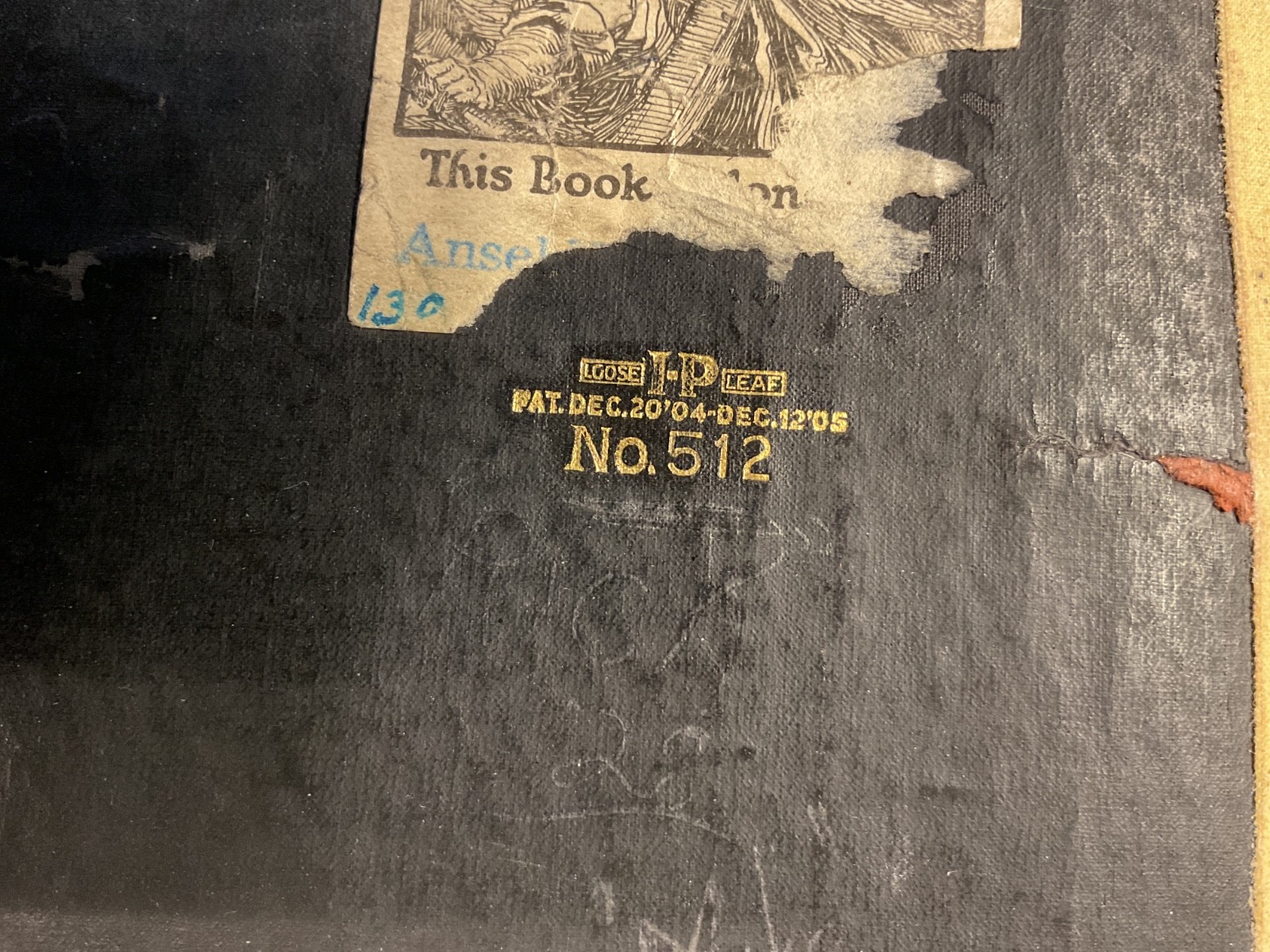 Early 1900’s Leather Bound Loose Leaf Ring Binder Ledger Notebook, Blank Pages
