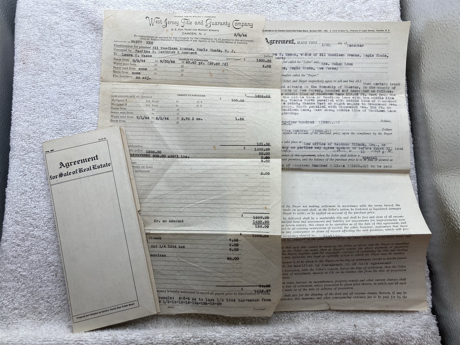 1944 Chester Township Burlington County NJ Woodlawn Lane Real Estate Documents
