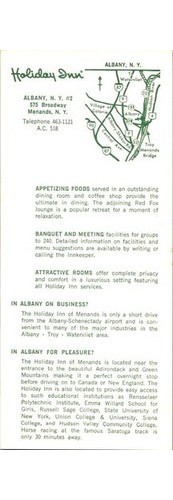 1950s Albany NY Holiday Inn Motel Rack Cards 2 Americana Travel Pieces