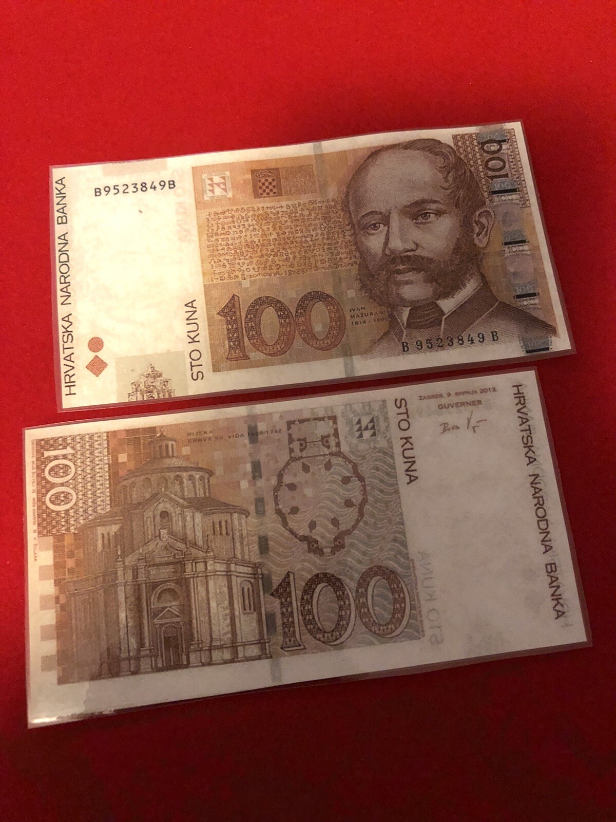 CROATIA KUNA / LAMMINATED HISTORICAL REPLICA SOUVENIR NOTE PRINT