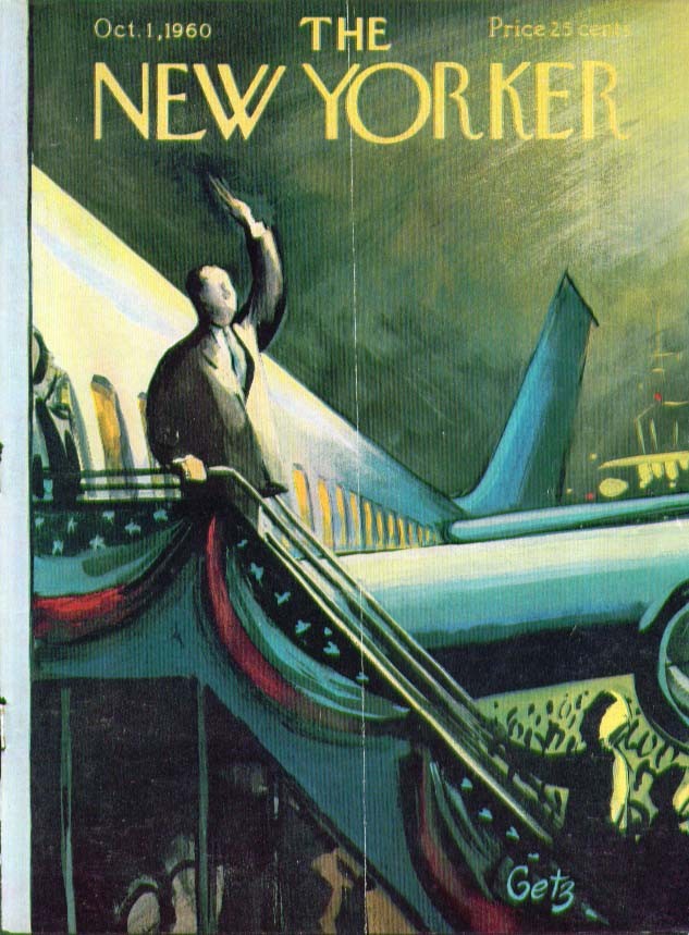New Yorker cover Getz politician waving plane 10/1 1960