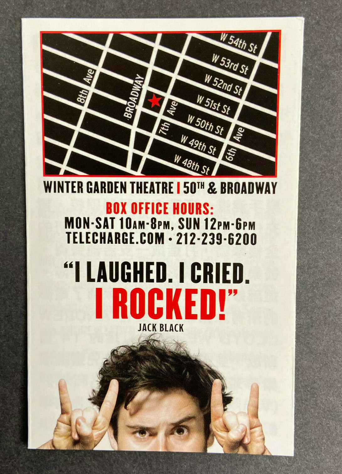 School of Rock 2019 Promo Ad Flyer Handbill Pocket New York City Broadway