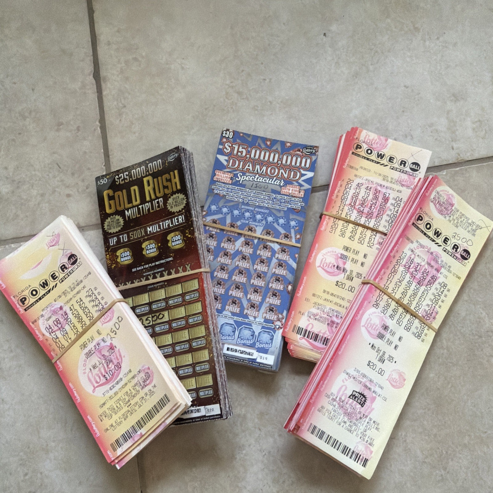 2025 Florida Lottery Non Winning Lottery TIckets $1,000 FV Offset Winnings.