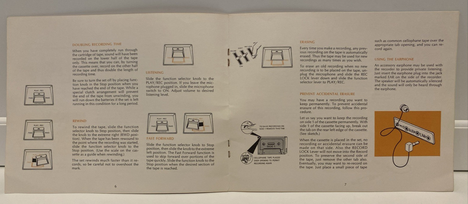 Vtg General Electric Model M8415B Cassette Tape Recorder Owner’s Manual 1970 EUC