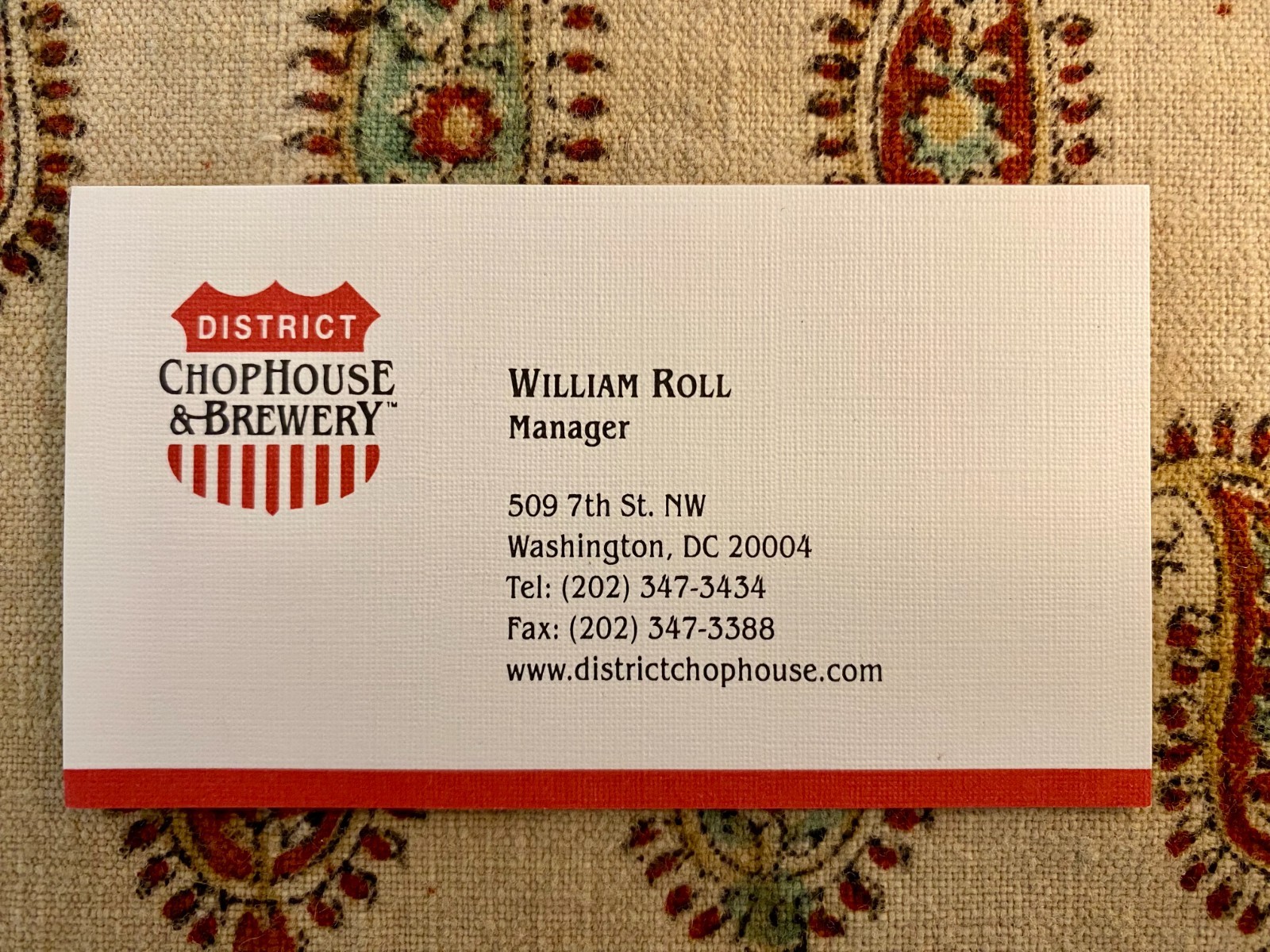 Collection of 8 Vintage Business Cards from District Chophouse & Brewery (c2002)