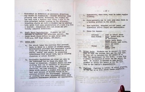 1970 Burlington Township HS Handbook NJ Vietnam Draft Board Info Book NJ