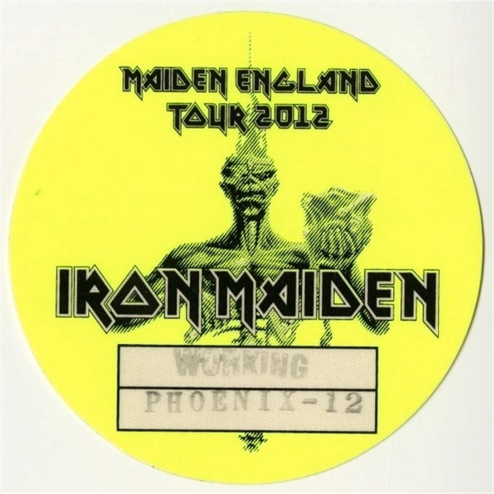 Iron Maiden 2012 concert tour issued Working Crew Backstage Pass