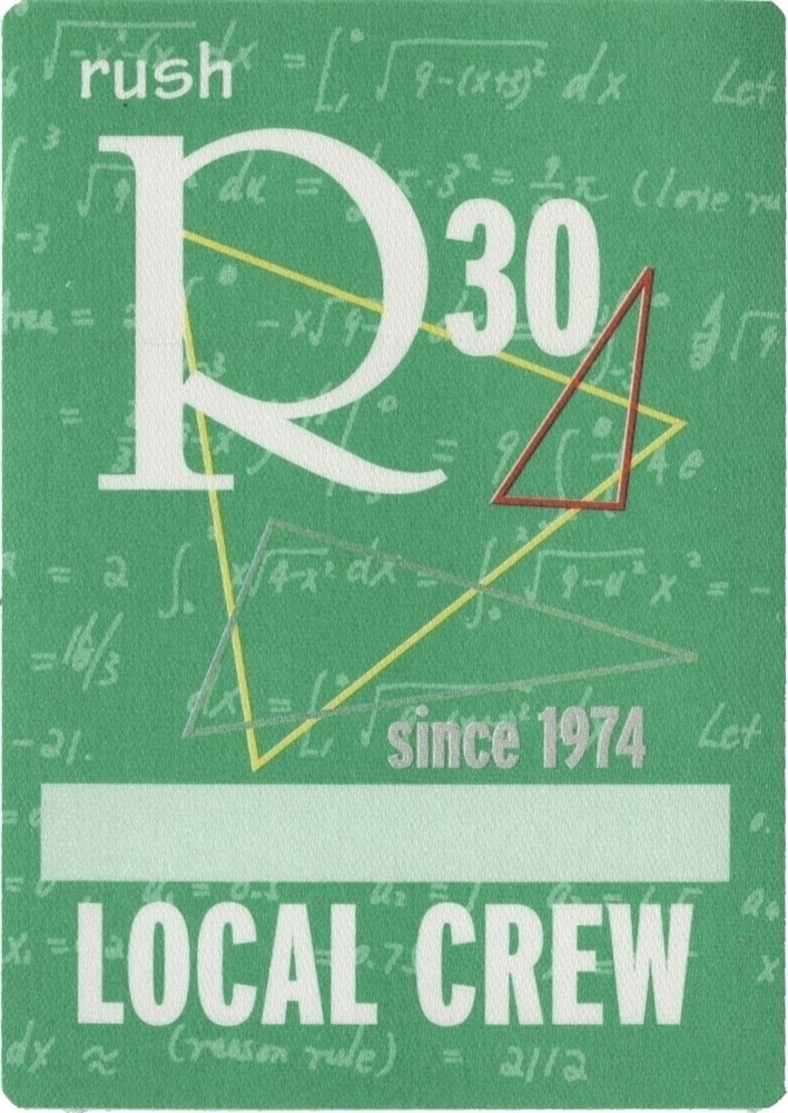 Rush 2004 30th Anniversary concert tour Working Crew Backstage Pass