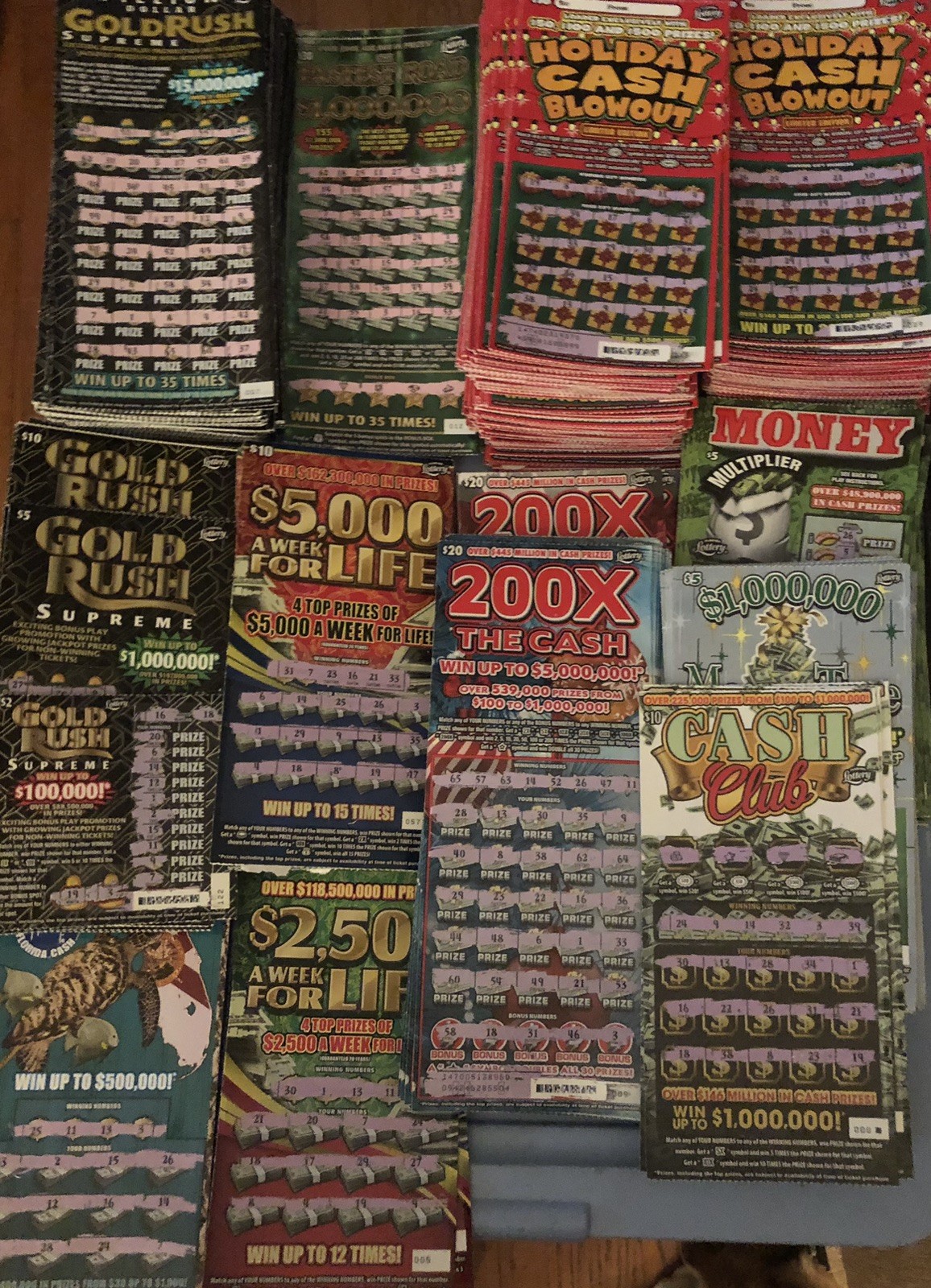 Non-Winning Florida Scratch Off Lottery Tickets $10,389 FV Expired Lot Tax Craft