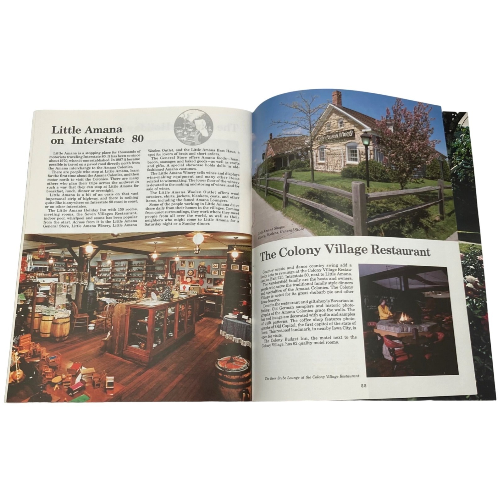AMANA COLONIES Iowa Visitor’s Guide 1988 Vintage Travel Brochure Map History