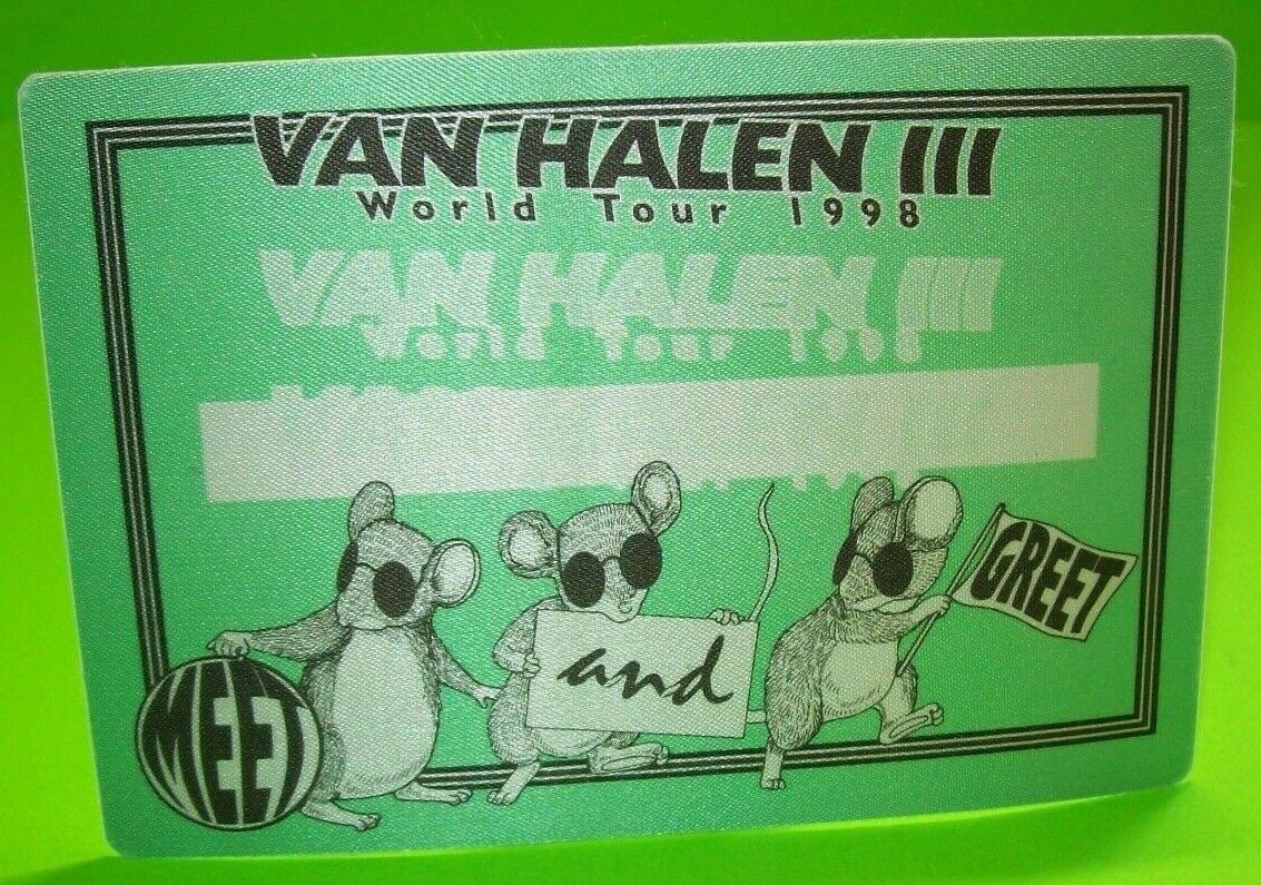 Eddie Van Halen III World Tour Backstage Concert Pass Original 1998 Meet & Greet